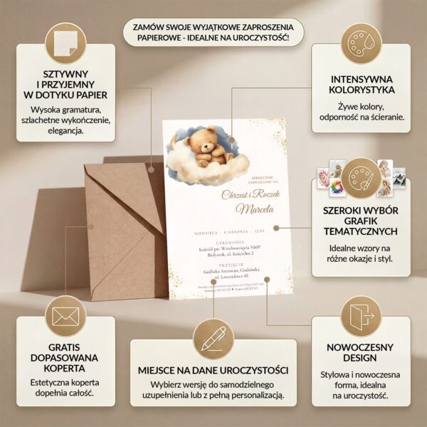 Zaproszenie na chrzest i roczek 10x15 z danymi uroczystości -
