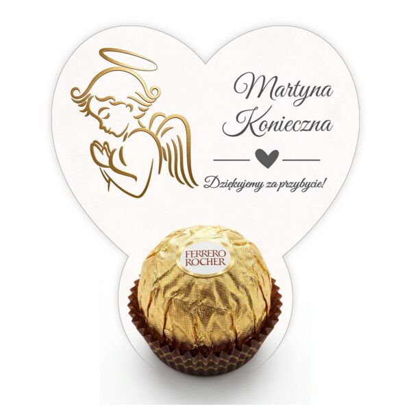 Podziękowanie dla gości Ferrero z winietką na chrzest i roczek -