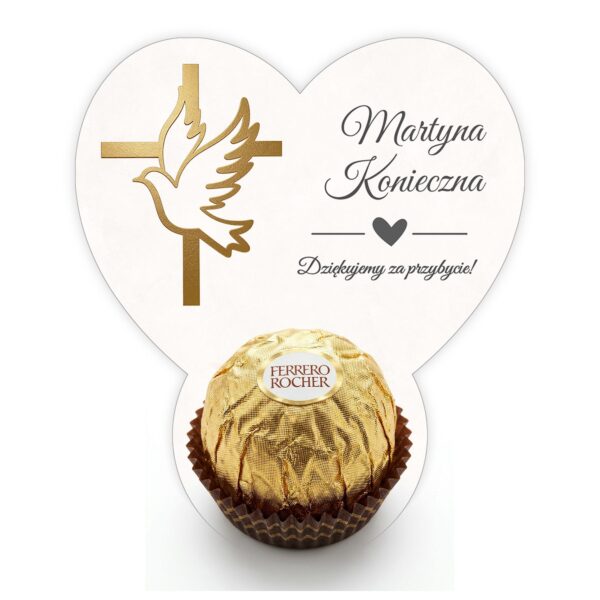 Podziękowanie dla gości Ferrero z winietką na chrzest i roczek -