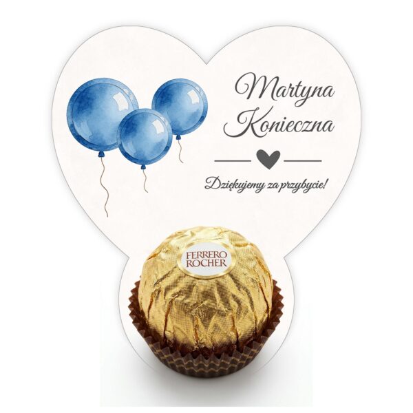 Podziękowanie dla gości Ferrero z winietką na chrzest i roczek -