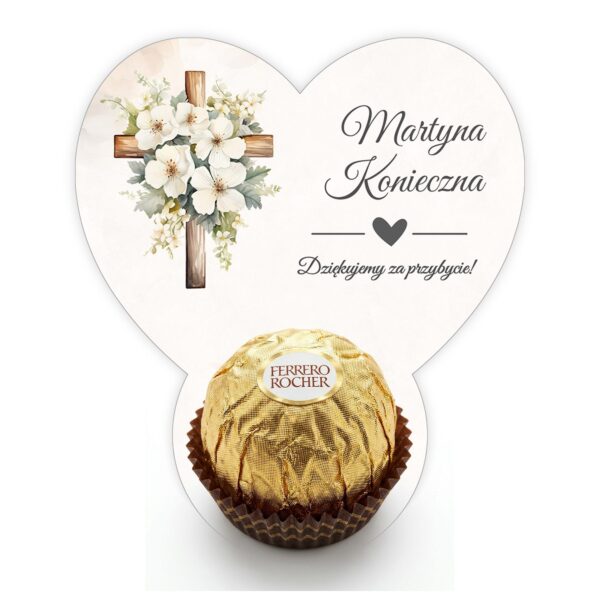 Podziękowanie dla gości Ferrero z winietką na chrzest i roczek -