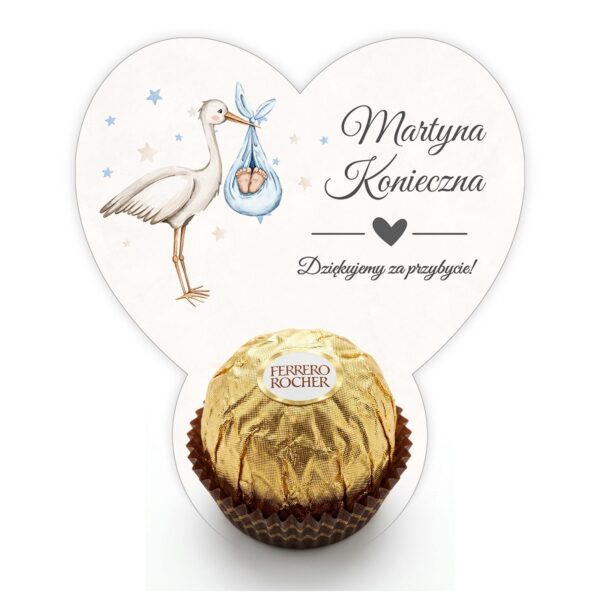 Podziękowanie dla gości Ferrero z winietką na chrzest i roczek -