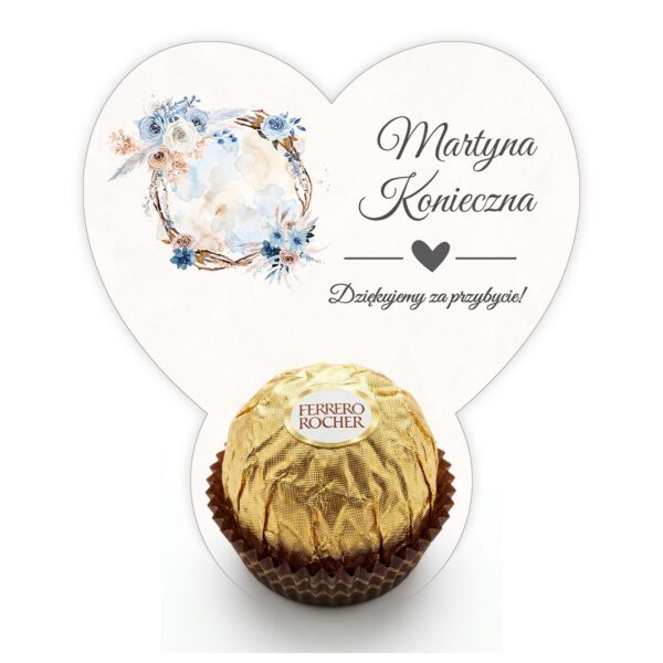 Podziękowanie dla gości Ferrero z winietką na chrzest i roczek -
