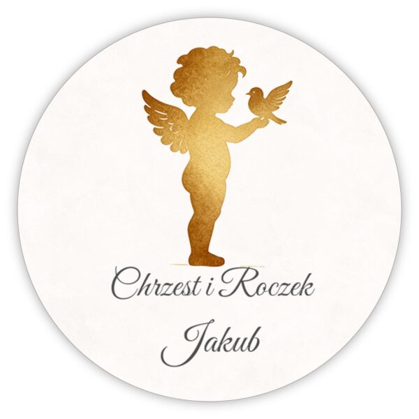 Naklejki okrągłe na chrzest i roczek -