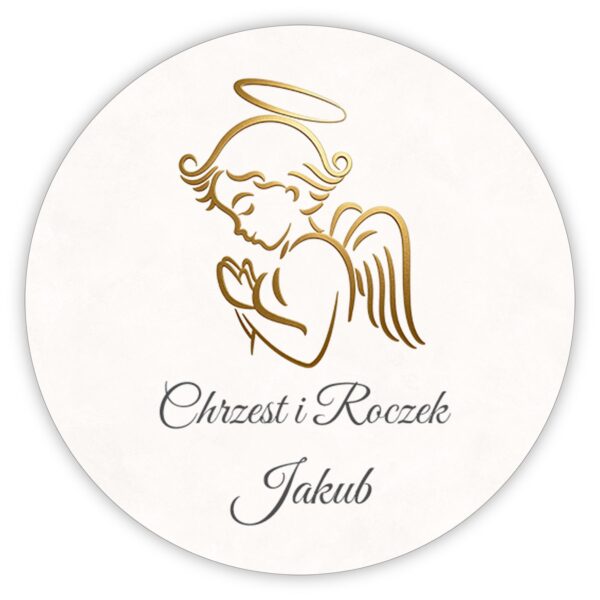 Naklejki okrągłe na chrzest i roczek -