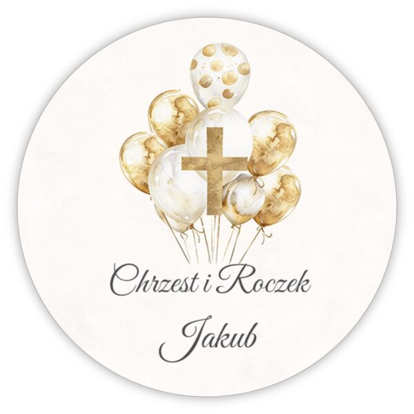 Naklejki okrągłe na chrzest i roczek -