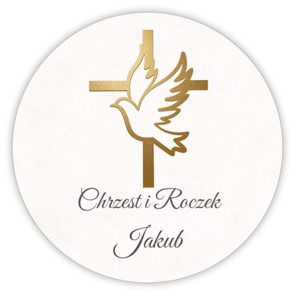 Naklejki okrągłe na chrzest i roczek -