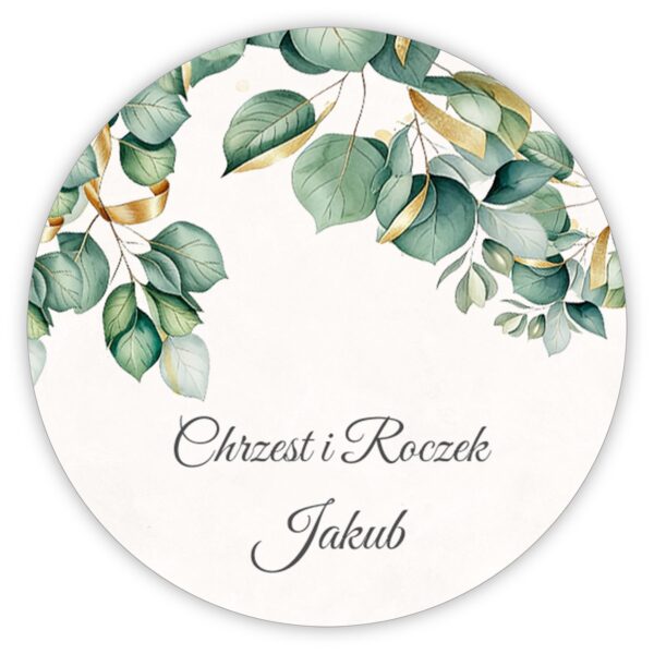 Naklejki okrągłe na chrzest i roczek -