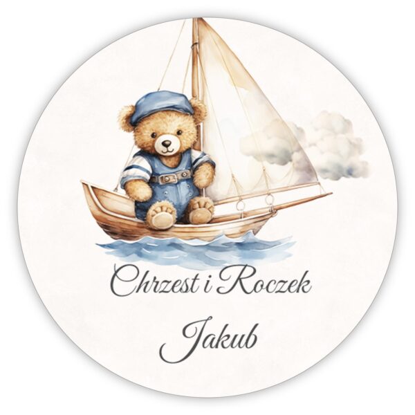 Naklejki okrągłe na chrzest i roczek -