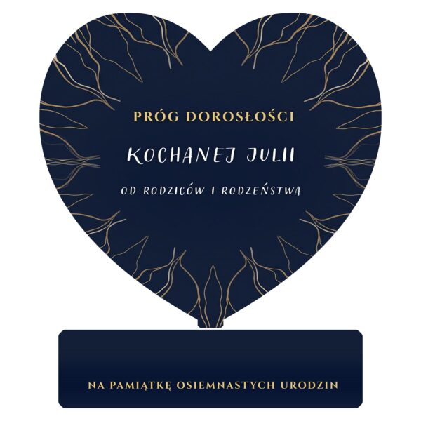 Serce pamiątkowe na 18. urodziny -