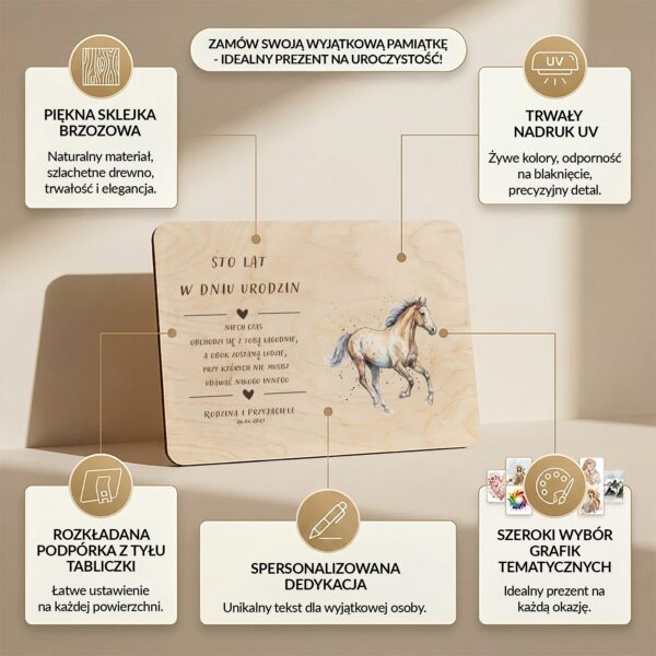 Drewniana tabliczka pamiątkowa na urodziny -