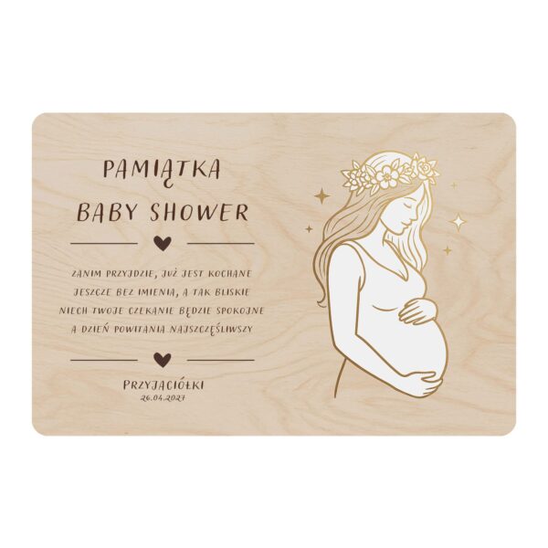 Drewniana tabliczka pamiątkowa na baby shower -