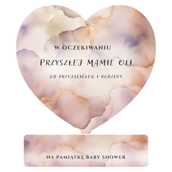 Serce pamiątkowe na baby shower -