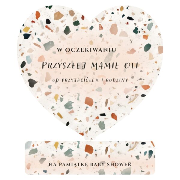 Serce pamiątkowe na baby shower -