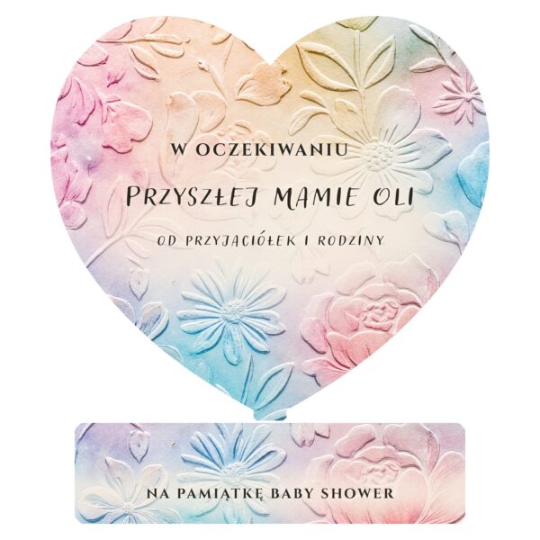 Serce pamiątkowe na baby shower -