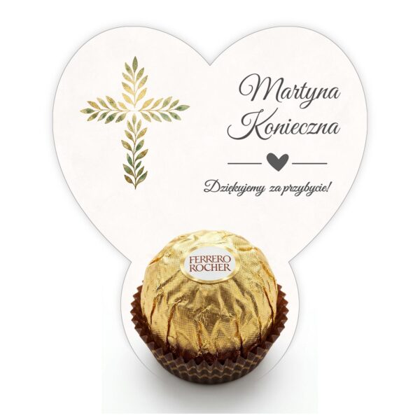 Podziękowanie dla gości Ferrero z winietką na komunię -