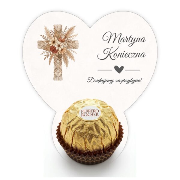 Podziękowanie dla gości Ferrero z winietką na komunię -