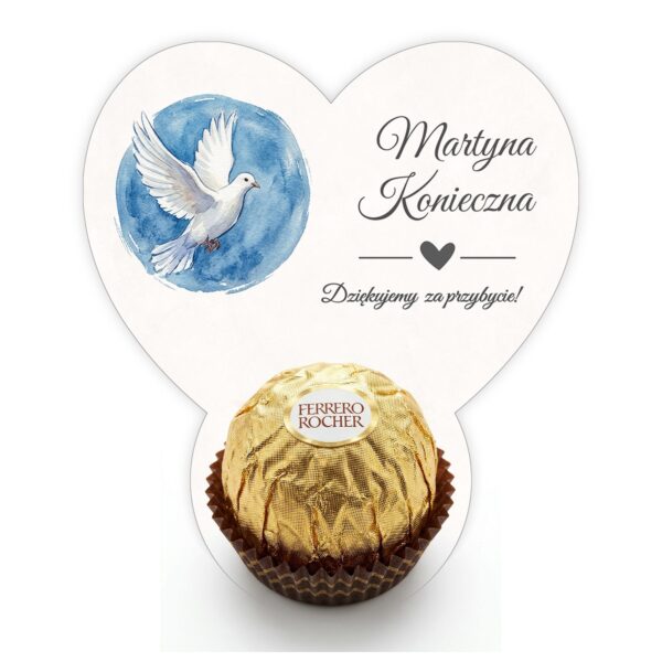 Podziękowanie dla gości Ferrero z winietką na komunię -