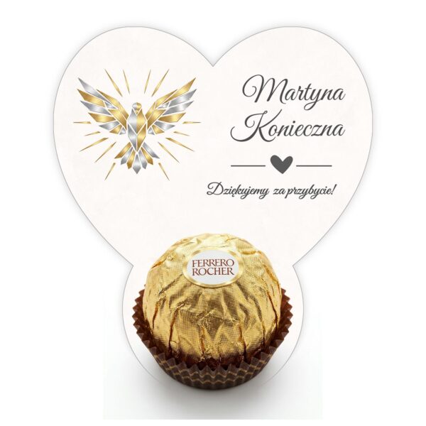 Podziękowanie dla gości Ferrero z winietką na komunię -