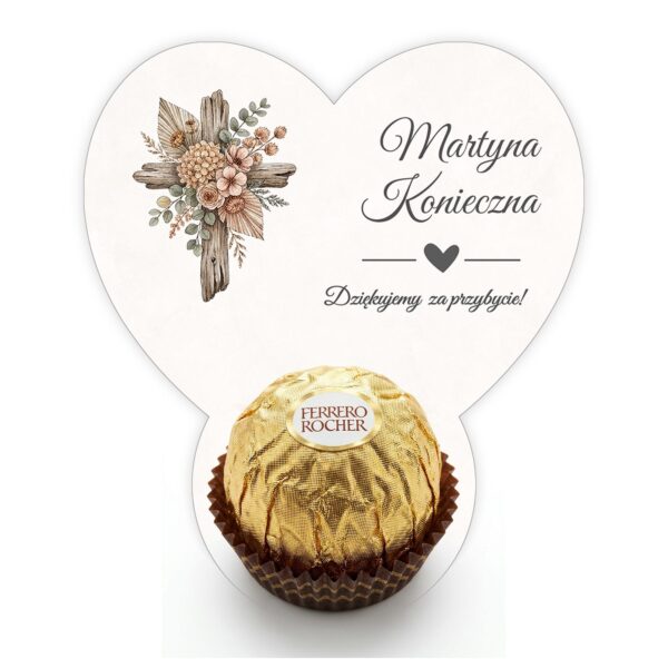 Podziękowanie dla gości Ferrero z winietką na komunię -