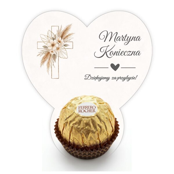 Podziękowanie dla gości Ferrero z winietką na komunię -