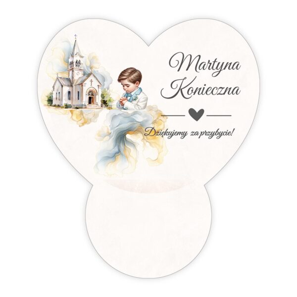 Podziękowanie dla gości Ferrero z winietką na komunię -