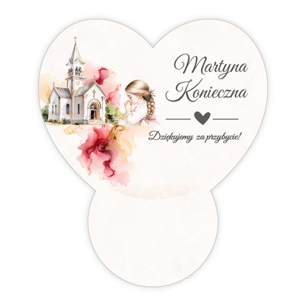 Podziękowanie dla gości Ferrero z winietką na komunię -