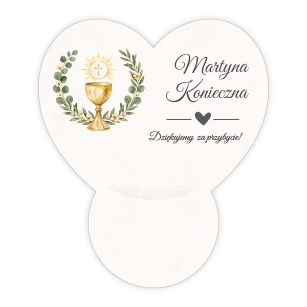Podziękowanie dla gości Ferrero z winietką na komunię -