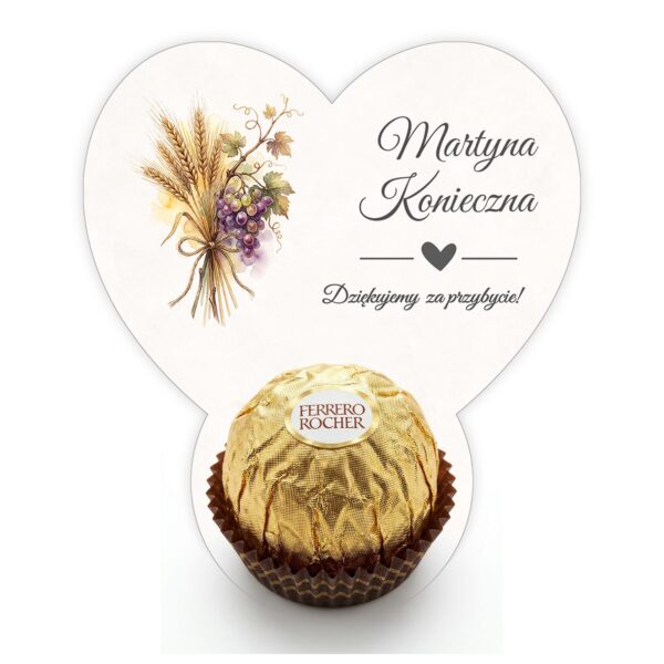 Podziękowanie dla gości Ferrero z winietką na komunię -