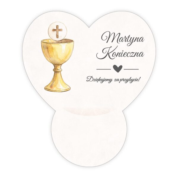Podziękowanie dla gości Ferrero z winietką na komunię -