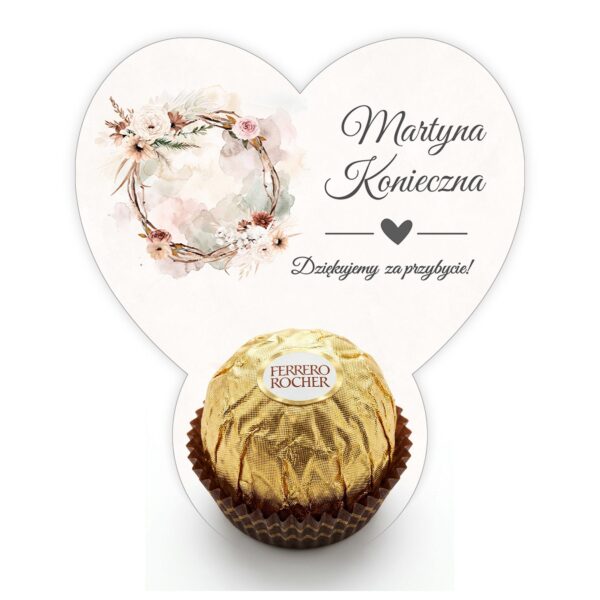Podziękowanie dla gości Ferrero z winietką na komunię -