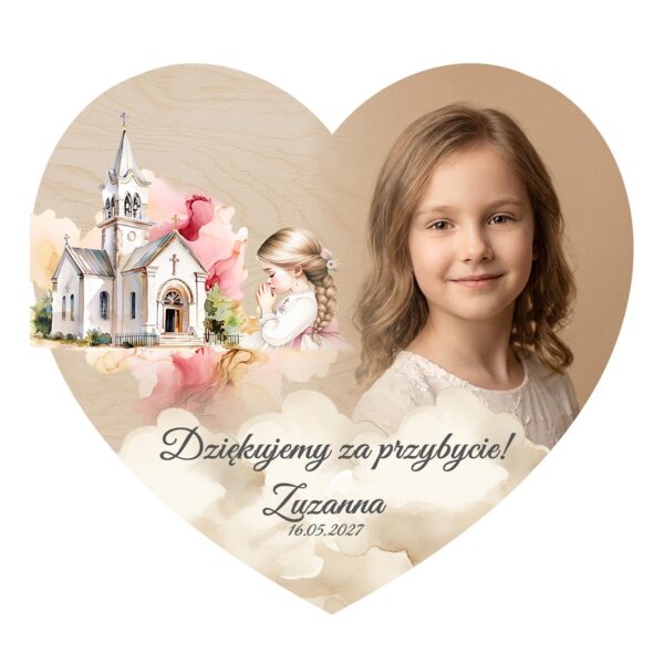 Fotomagnes serce — podziękowanie dla gości na komunię -