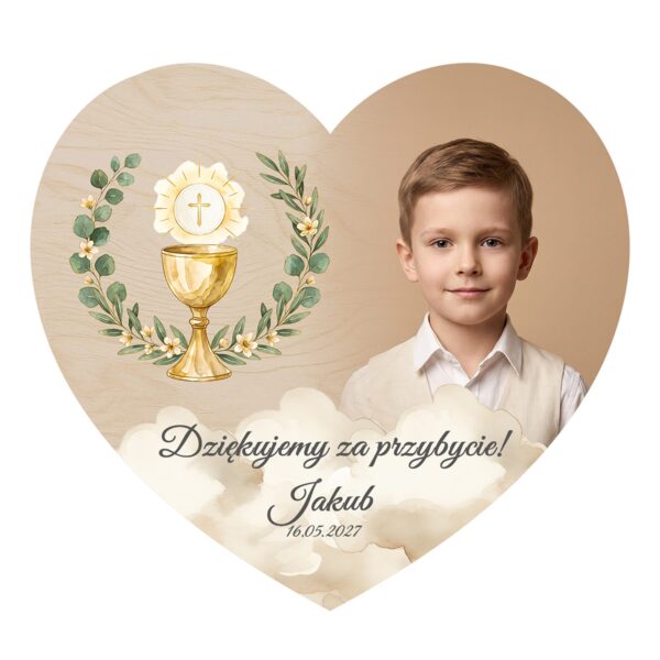 Fotomagnes serce — podziękowanie dla gości na komunię -