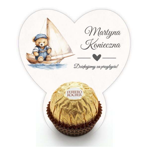 Podziękowanie dla gości Ferrero z winietką na roczek -