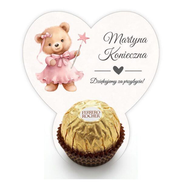 Podziękowanie dla gości Ferrero z winietką na roczek -
