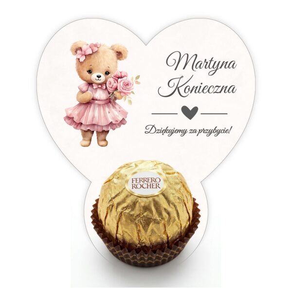 Podziękowanie dla gości Ferrero z winietką na roczek -