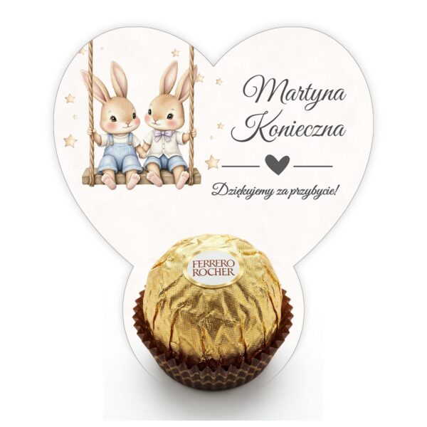Podziękowanie dla gości Ferrero z winietką na roczek -
