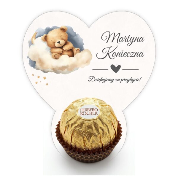 Podziękowanie dla gości Ferrero z winietką na roczek -