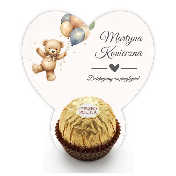 Podziękowanie dla gości Ferrero z winietką na roczek -