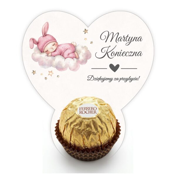 Podziękowanie dla gości Ferrero z winietką na roczek -
