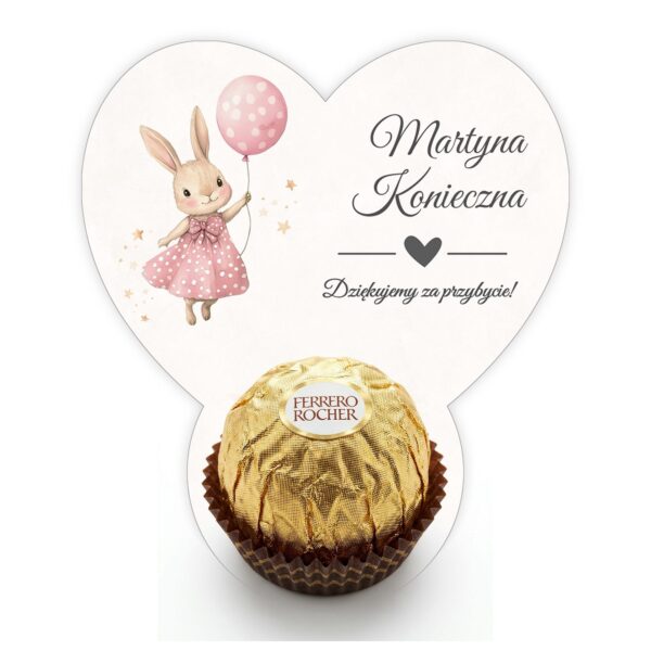 Podziękowanie dla gości Ferrero z winietką na roczek -