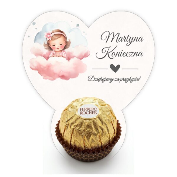 Podziękowanie dla gości Ferrero z winietką na roczek -