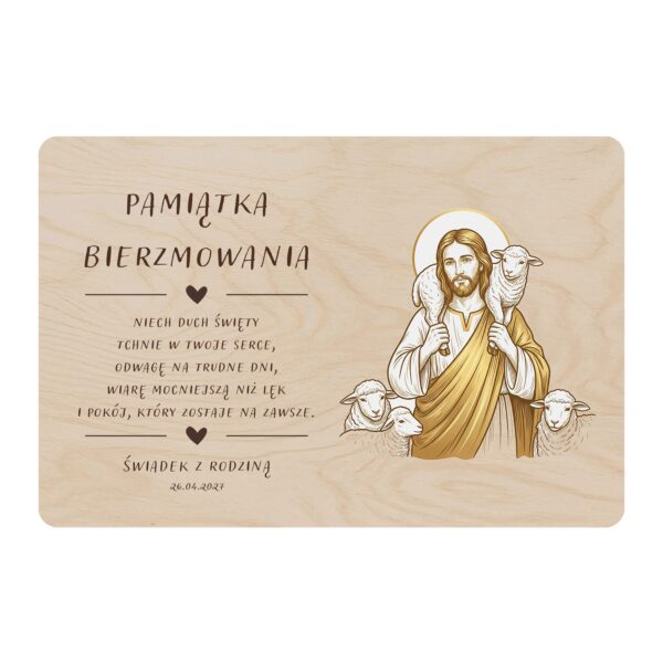 Drewniana tabliczka pamiątkowa na bierzmowanie -