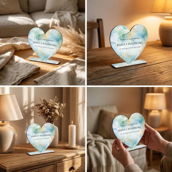 Serce pamiątkowe na rocznicę ślubu dla dziadków -