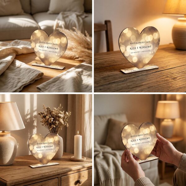 Serce pamiątkowe na rocznicę ślubu dla pary -