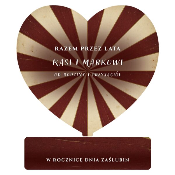 Serce pamiątkowe na rocznicę ślubu dla pary -