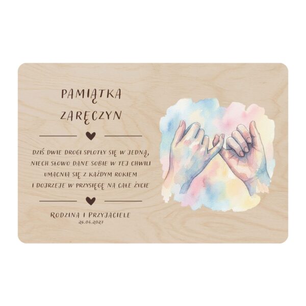 Drewniana tabliczka pamiątkowa na zaręczyny -