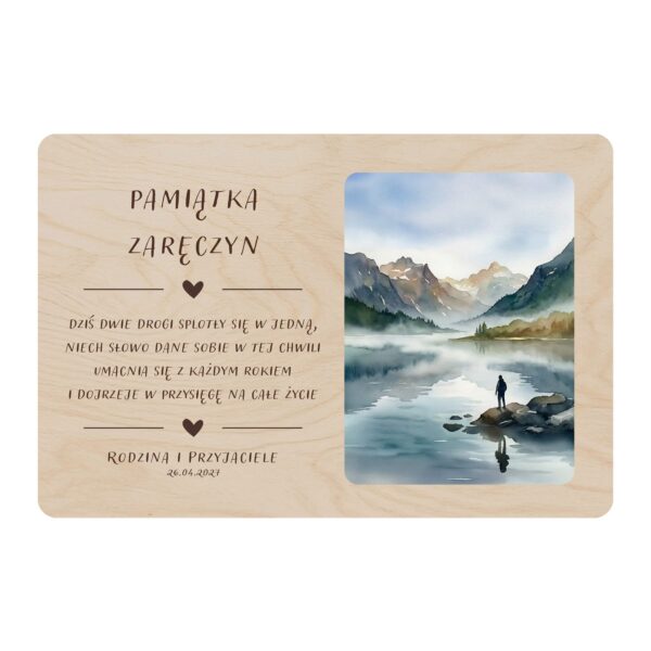 Drewniana tabliczka pamiątkowa na zaręczyny -