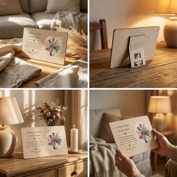 Drewniana tabliczka pamiątkowa na Dzień Matki dla Mamy -