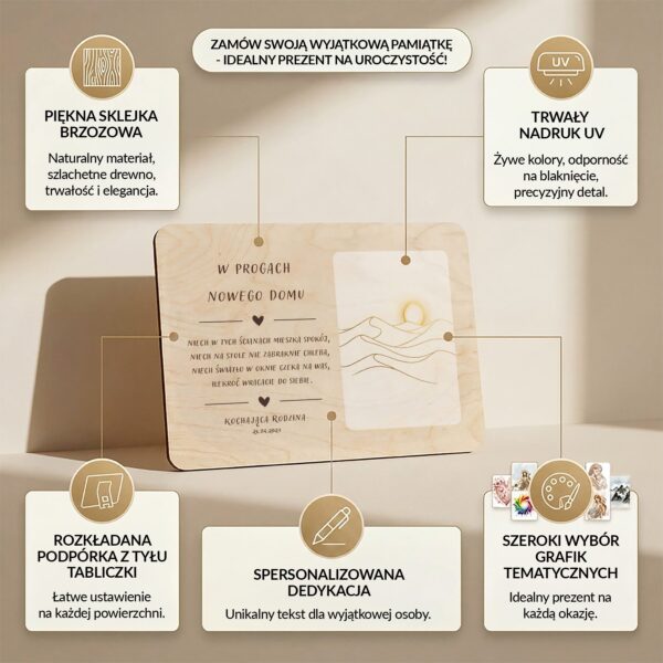 Drewniana tabliczka pamiątkowa na nowy dom -